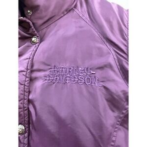 Harley-Davidson Women's Lg Down Puffer Jacket Embroidered Purple Plum Coat